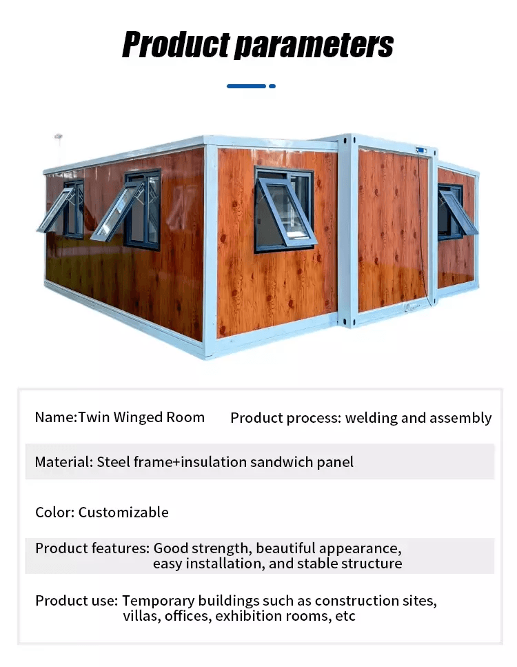 Double Wing Folding Container House – Expandable Prefab Modular Home with Bathroom & Kitchen